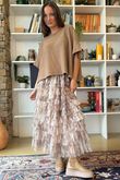 Ramone Marble Mesh Midaxi Skirt Earth